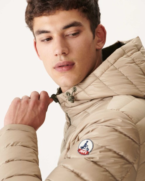 Chaqueta Acolchada Reversible Militar/beige Con Capucha Bergen Jott