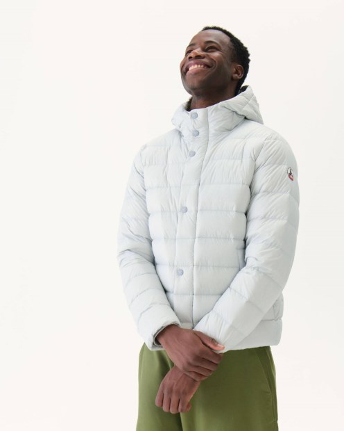 Chaqueta Acolchada Gris Suave Con Capucha De Jorge Jott