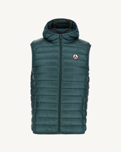 Chaqueta De Plumón Sin Mangas Con Capucha Verde Oscuro Jott Pat