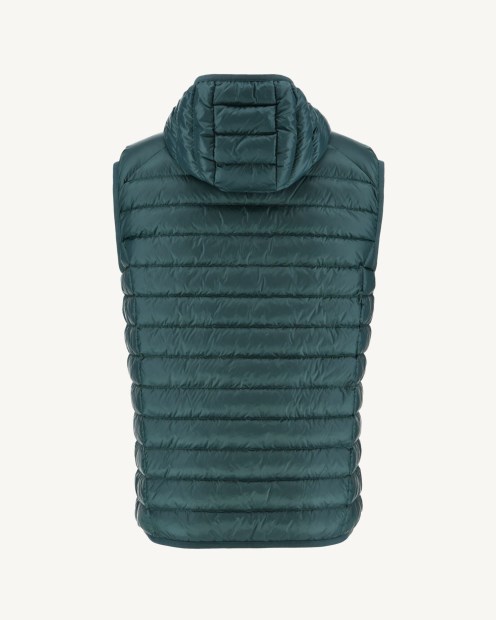 Chaqueta De Plumón Sin Mangas Con Capucha Verde Oscuro Jott Pat