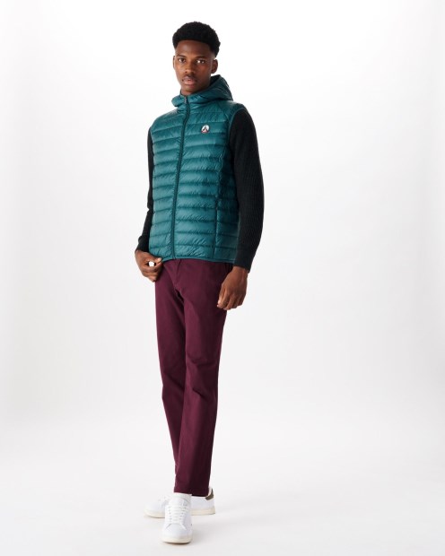 Chaqueta De Plumón Sin Mangas Con Capucha Verde Oscuro Jott Pat